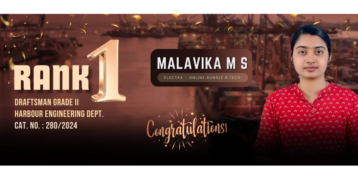 Rank 1 — Malavika M S, Draftsman Grade II, Harbour Engineering Department